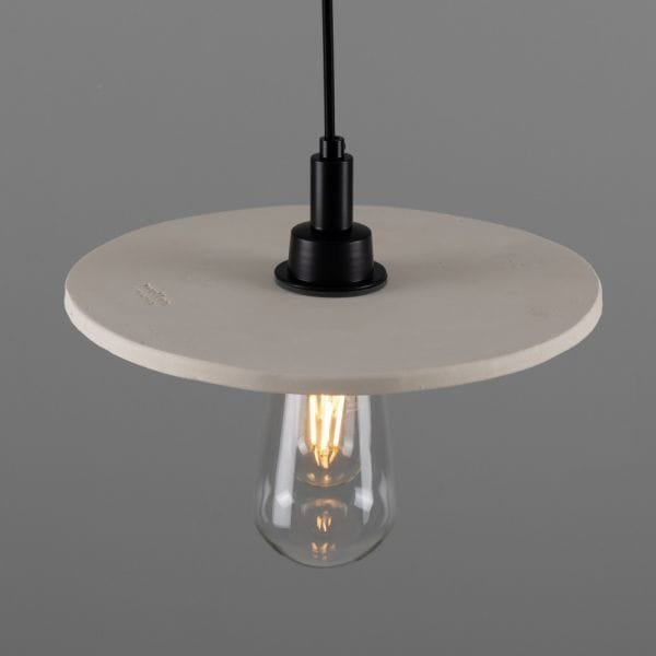 Bog Oak Organic 28cm Ceramic Disc IP44 Pendant Light | Matte White Striped - Image 6